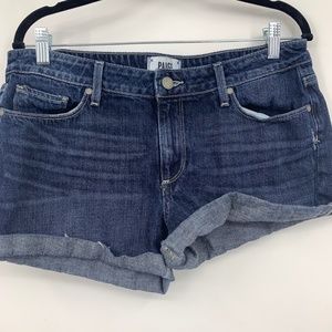 Paige womens 30 shorts Jimmy Jimmy raw cuff jean denim blue Revolve mid rise